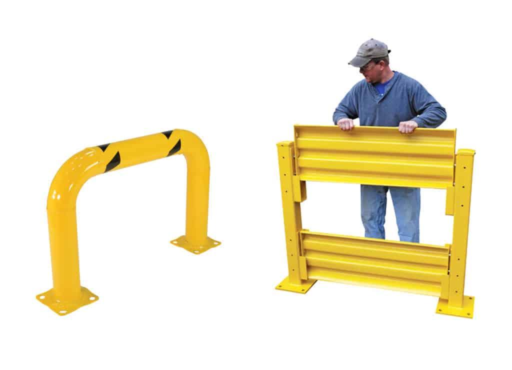 man holding and standing next to Protective Barriers and Machinery Protection