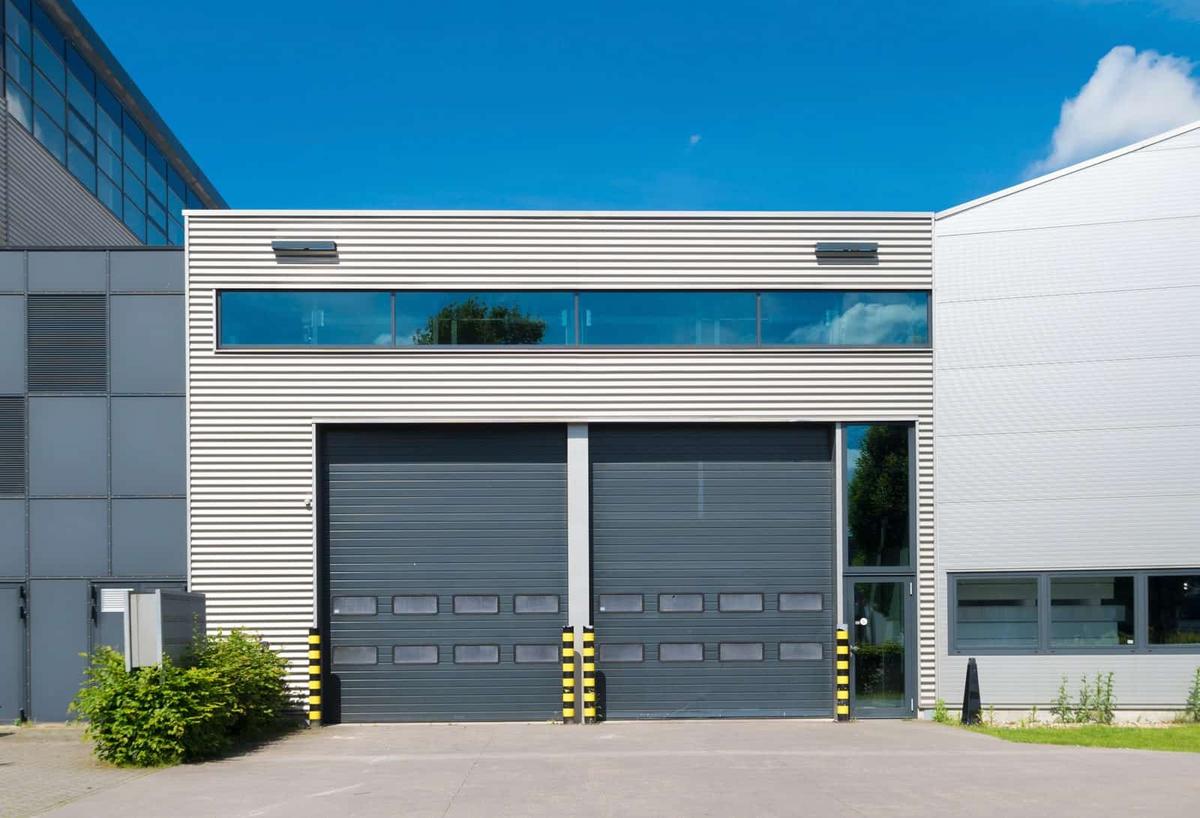 modern industrial unit with roller doors